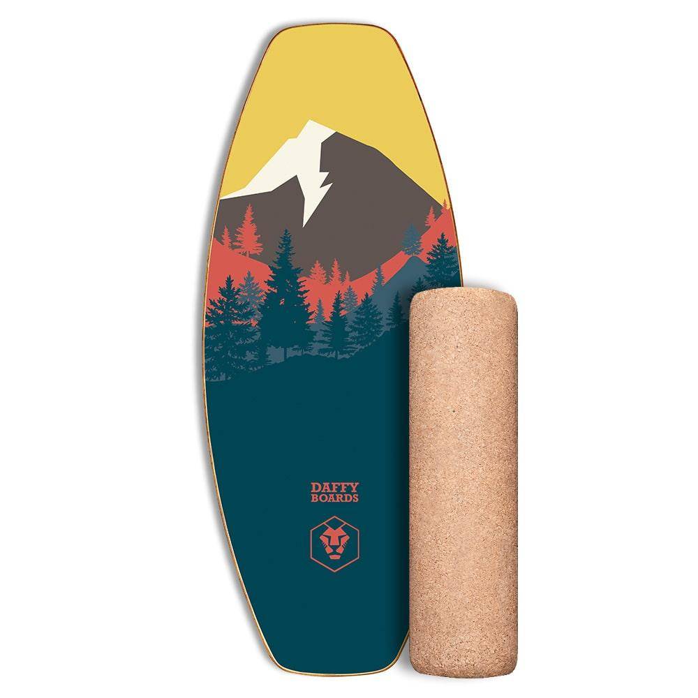 Daffy Boards Allrounder Balance Board Set mit Korkrolle - Design: Mountain