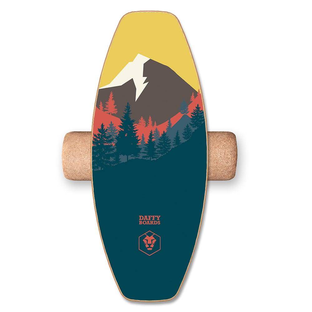 Daffy Boards Allrounder Balance Board Set mit Korkrolle - Design: Mountain