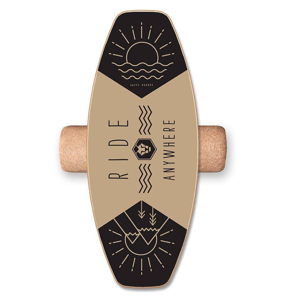 Daffy Boards Allrounder Balance Board Set mit Korkrolle - Design: Ride any Beige