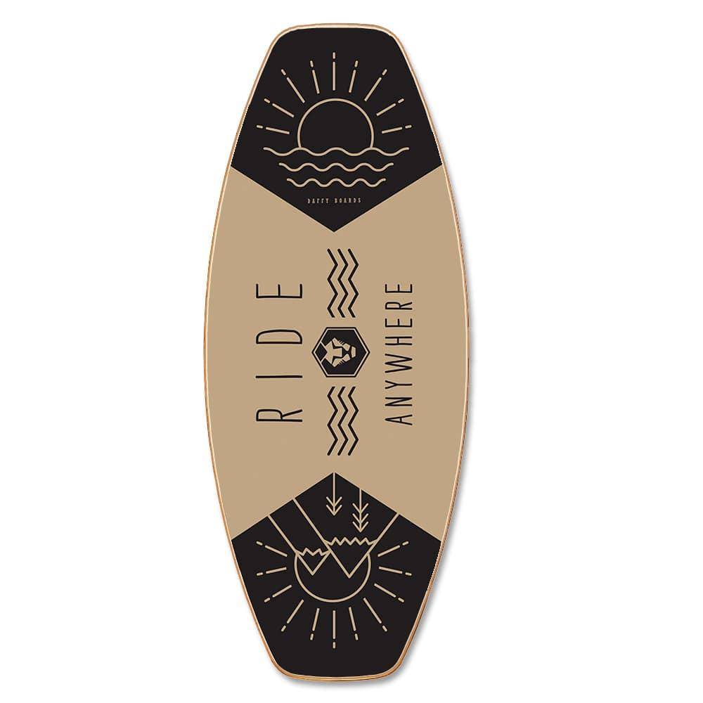 Daffy Boards Allrounder Balance Board Set mit Korkrolle - Design: Ride any Beige