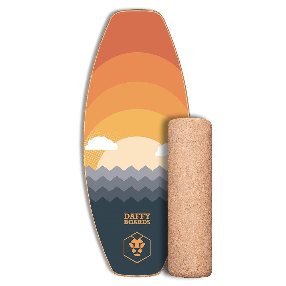 Daffy Boards Allrounder Balance Board Set mit Korkrolle - Design: Sunrise