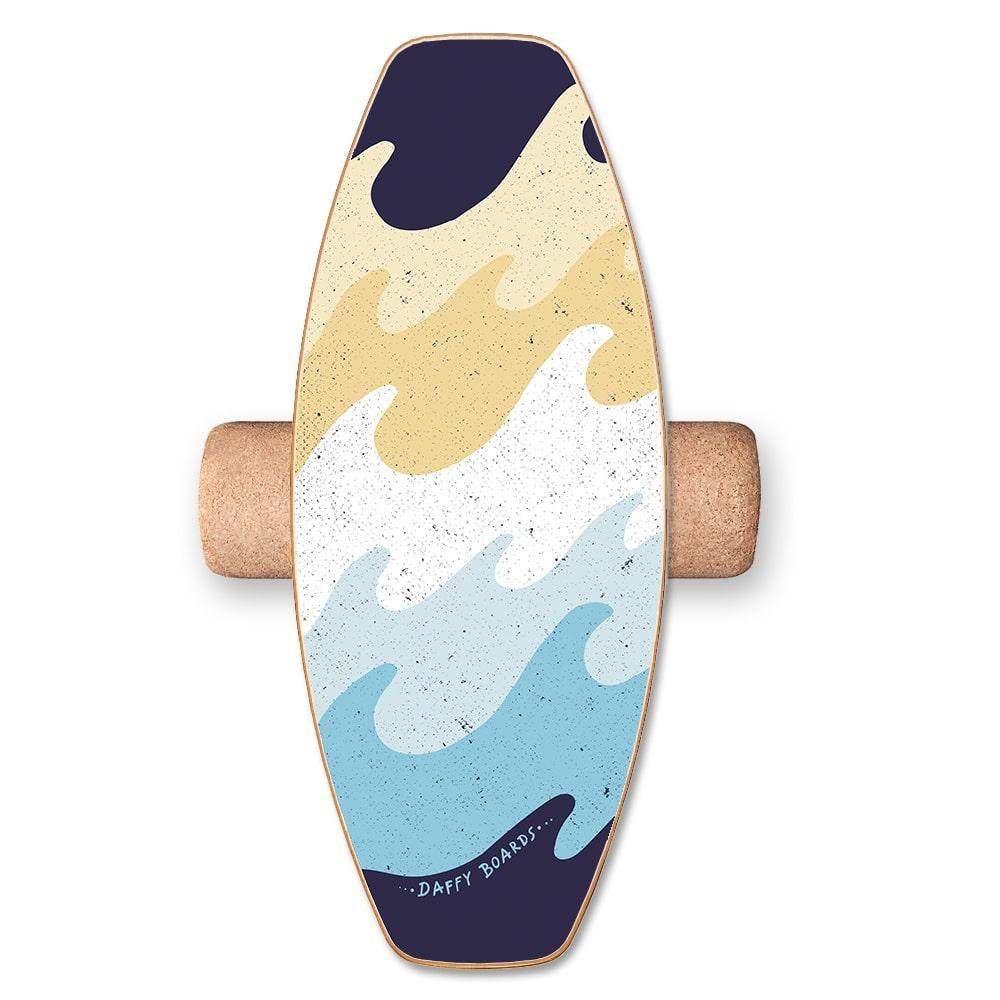 Daffy Boards Allrounder Balance Board Set mit Korkrolle - Design: Waves