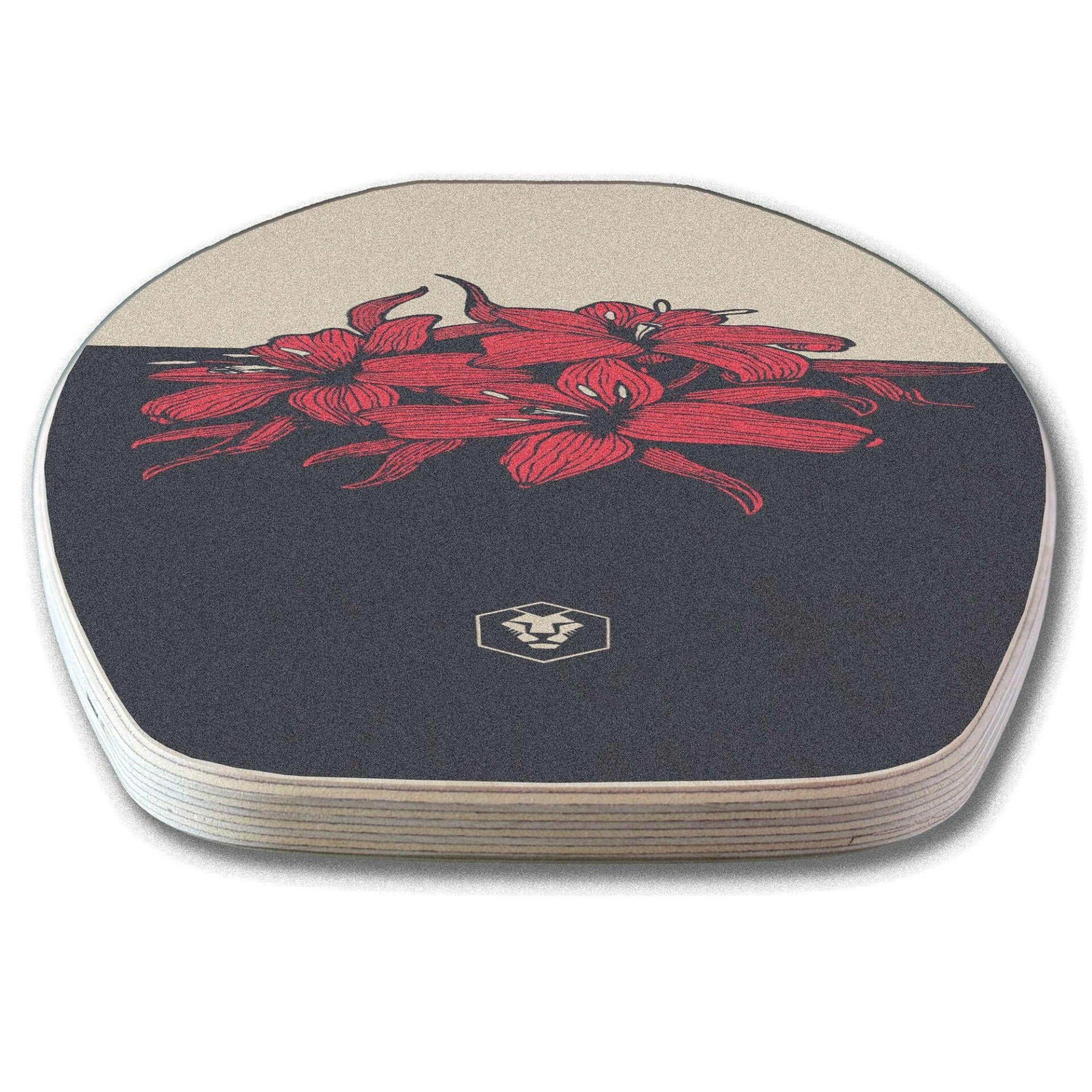 Daffy Boards Super-Bundle: Balance Board + Rolle + Kork-Halbkugel + Ständer, Design Hibiskus