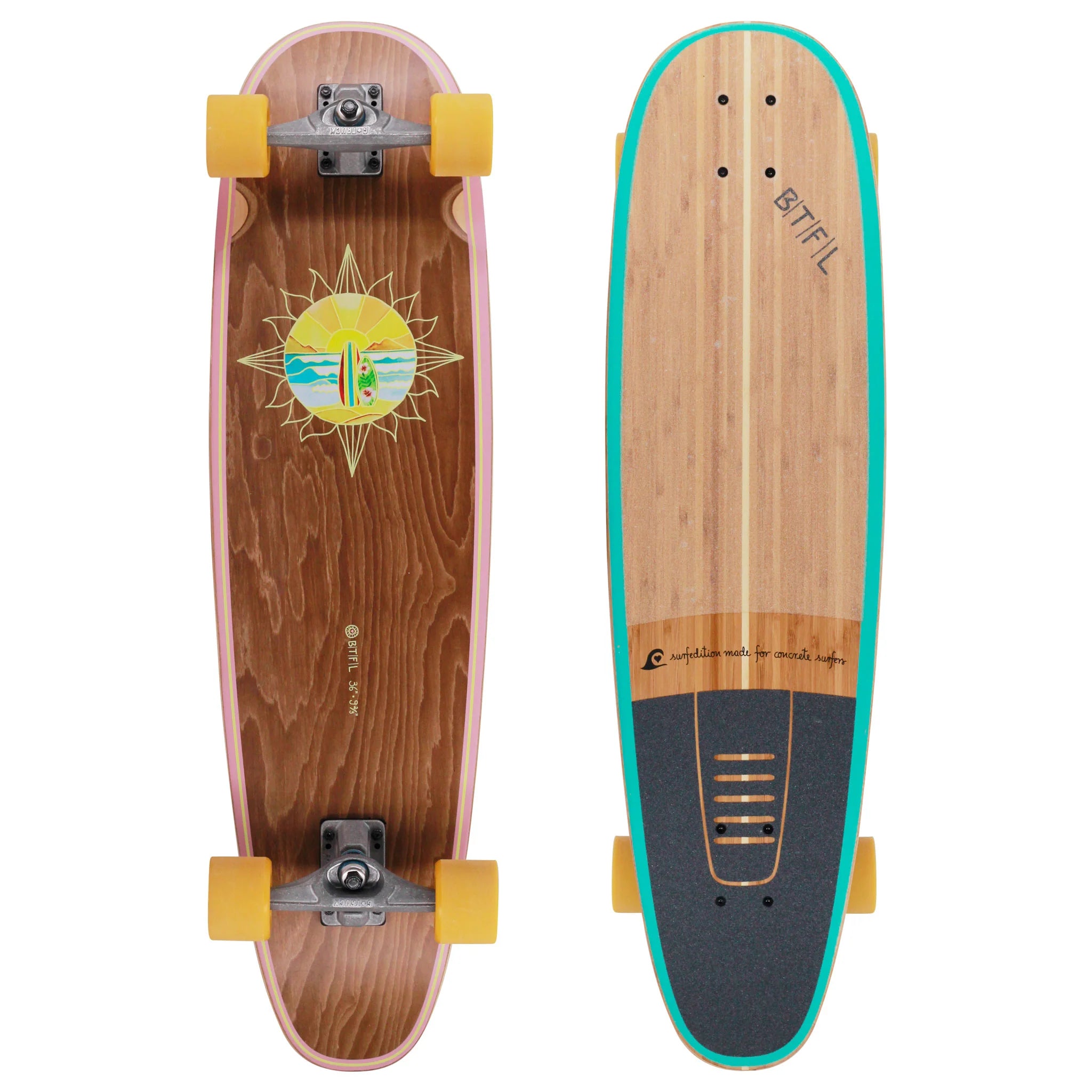 BTFL Surfskate SOL - langes Cruiser Surfskate mit Kicktail