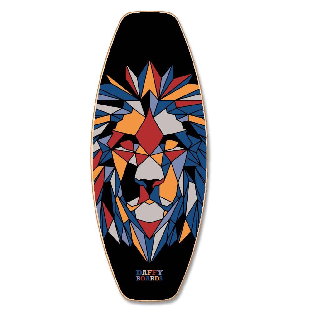 Daffy Boards Super-Bundle: Balance Board + Rolle + Kork-Halbkugel + Ständer, Design Fractal Lion