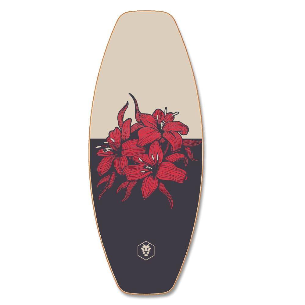 Daffy Boards Super-Bundle: Balance Board + Rolle + Kork-Halbkugel + Ständer, Design Hibiskus
