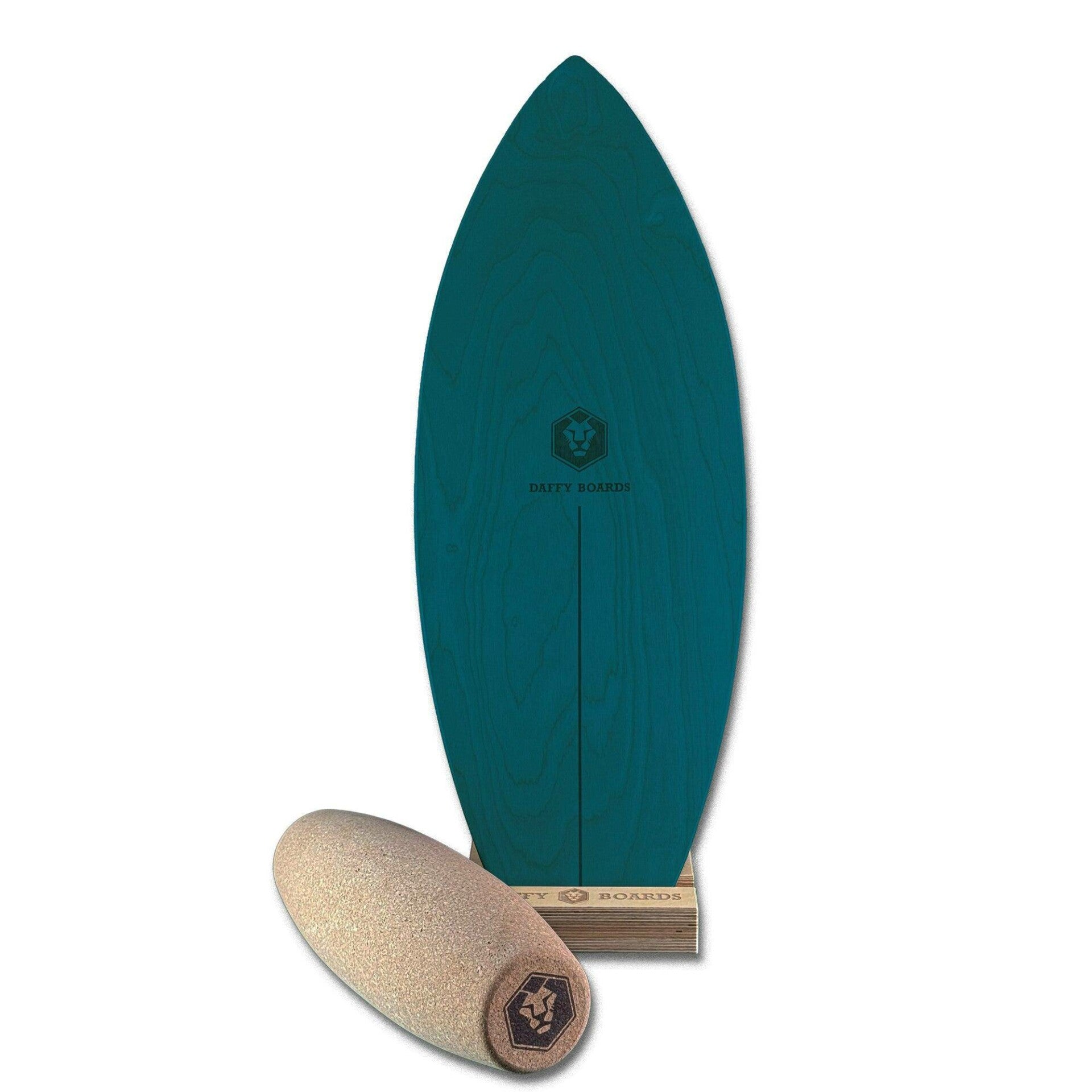 Daffy Boards Super-Bundle: Surf Balance Board + Rolle + Ständer, Design: Teal