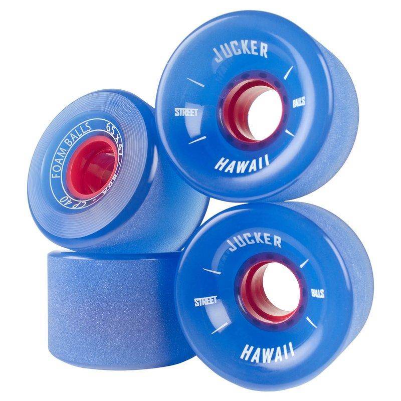 JUCKER HAWAII Longboard &amp; Mini Cruiser Rollen FOAM BALLS 65mm 80A CP40 (4er) Blue